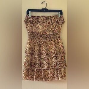 Chesley Vintage Vtg Beige Floral Vintage Summer Tube Dress Women’s Size Medium M